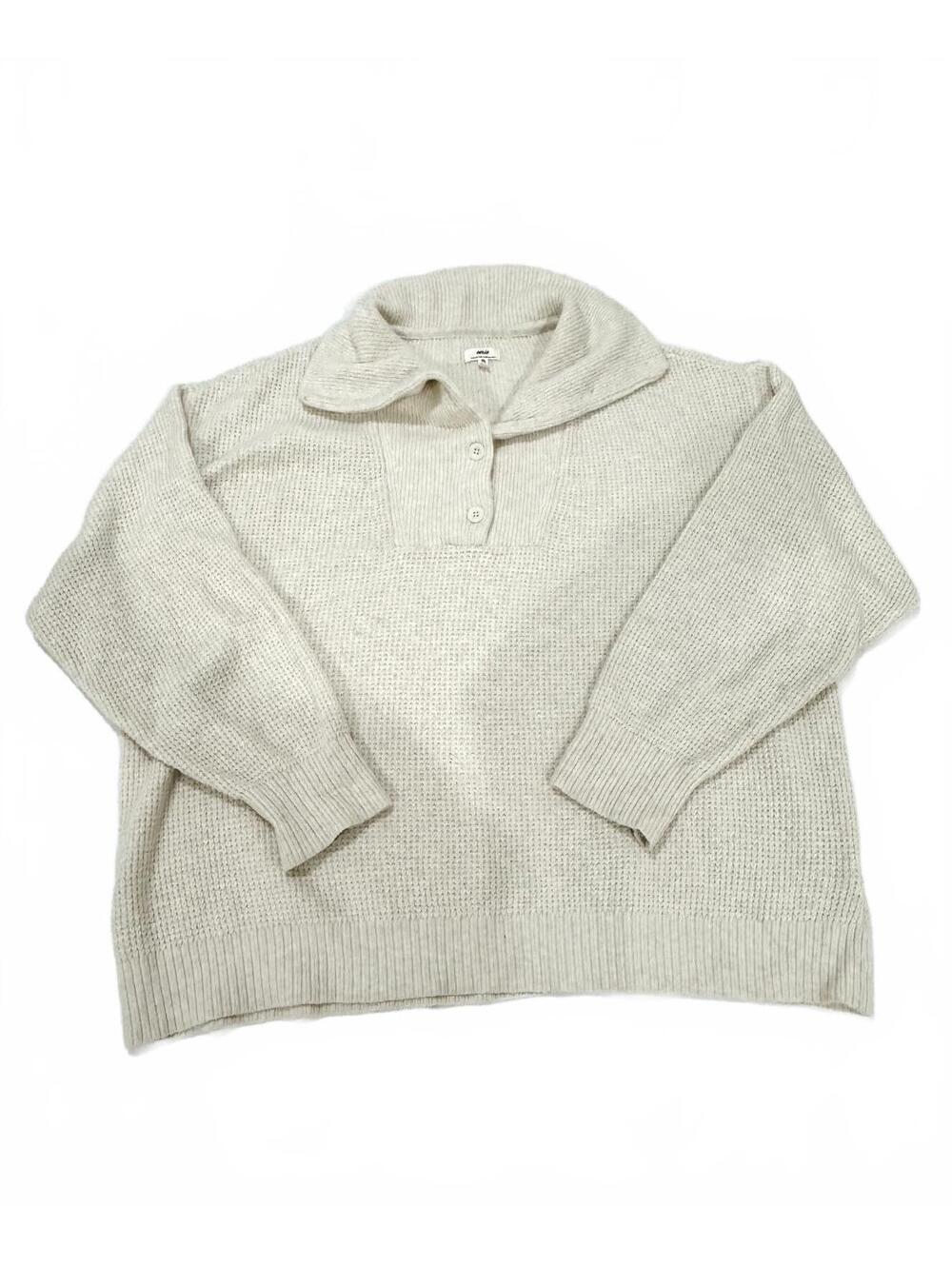 Aerie Cozy Up Oversized Waffle Knit Button Sweater Beige XXL - Picture 3 of 9